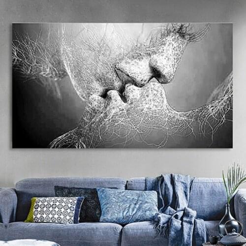 2021 Canvas Painting Abstract Oil Painting On Canvas Love Kiss Poster Wall Art Room Decoration Picture For Home Pictures