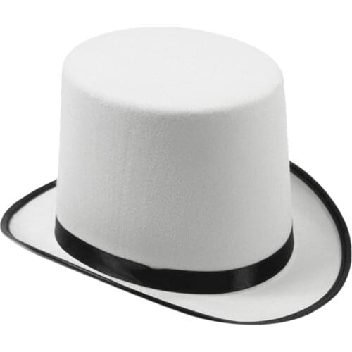 Magician Halloween hat cap flat black hat Jazz stage performances of men and women white high hat