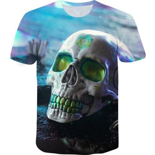 Fashion Funny Skulls Men t-shirt Summer Casual Interesting 3D Print short sleeve t-shirts Handsome Personality Hip Hop tshirt