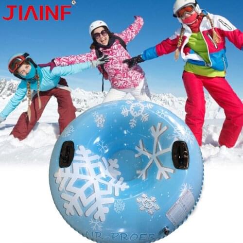 Inflatable Snow Ski Circle With Handle Thickened Pvc Snowflake Pattern Snow Tube Ski Facility Low Temperature Resistance Mat