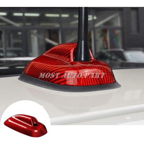 Real Carbon Fiber Exterior Car Roof Shark Fin Antenna Cover Trim For Mini Cooper F55 F56 2013-2019 Red/Black