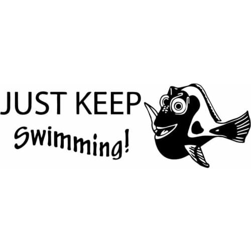 Keep Swimming Fish Decals High Quality Car Decoration Personality Pvc Car Window Waterproof Sticker Black/white, 18cm*6cm