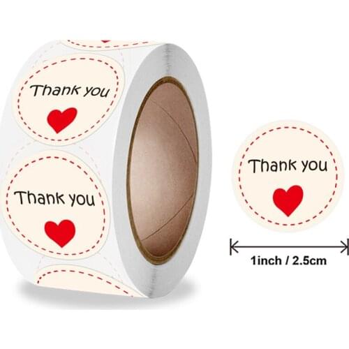 100-500pcs Thank You Stickers with Heart Small Business Label Sticker for Bakeries, Greeting Cards,Gift Wraps,Stationery Sticker