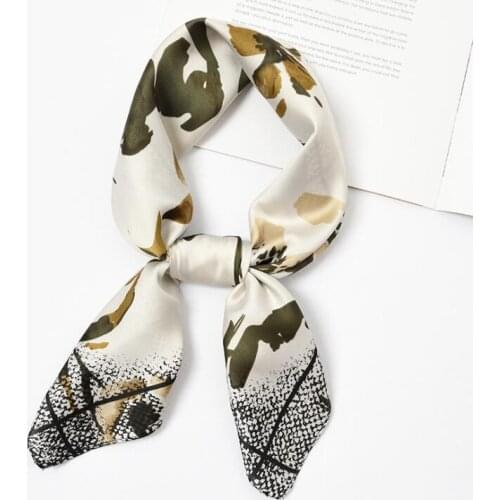 Yishine New 70x70cm Women Multifunction Polyester Silk Scarf Leaves Flowers Printed Satin Small Square Wraps Scarves Shawl