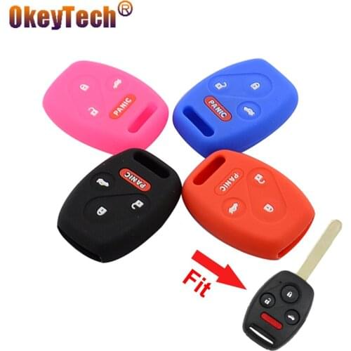 OkeyTech Silicone Car Key Case Cover Fob For Honda Accord Civic CRV Pilot Insight Jazz HRV Remote Control Key Replacement Silico