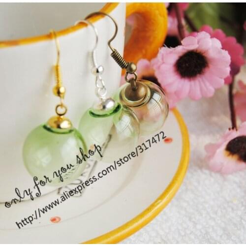 Wholesale 100set/lot Glass Bubble with Ear Hook set DIY Glass Vial Pendant Dangle Earring DE1604 (earring hook can choose color