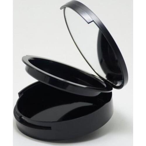 Wholesale Plastic Black Empty 12g Double layer Powder Box with Mirror Women Packaging Refillable 12g Container F20171403