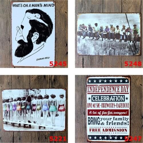 Whats on A Mans Mind Vintage Metal Plate of The Worker Swimsuit Beauty Personalized Metal Poster for Home Art Wall Decoration