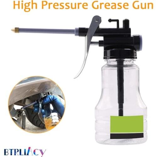 BTRLIACY Grease Gun Oil Pump 250ml Oil Can Plastic Transparent Hose High Pressure Hose Oiler Grease Gun Hose Oil Injector Can