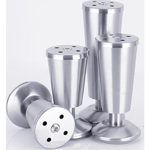 4PCS/Lot Stainless Steel Adjustable Furniture Legs Cabinet Foot Legs Cabinet Sofa Bed Feet Support, 8/10/12/15cm High, Brushed