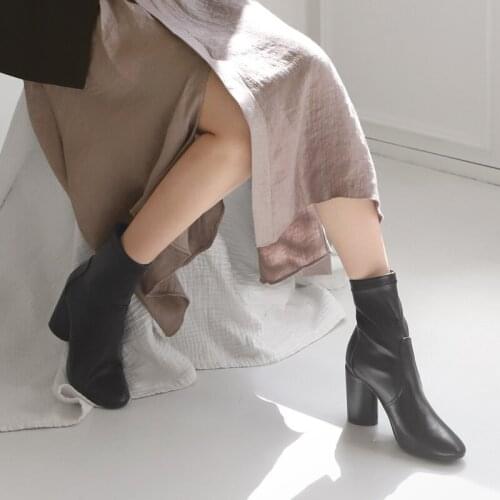 Womens BootsBoots Women Suede Leather High Heel Boots Ladies Casual Autumn Winter Shoes Round Head Boots Size 33-42