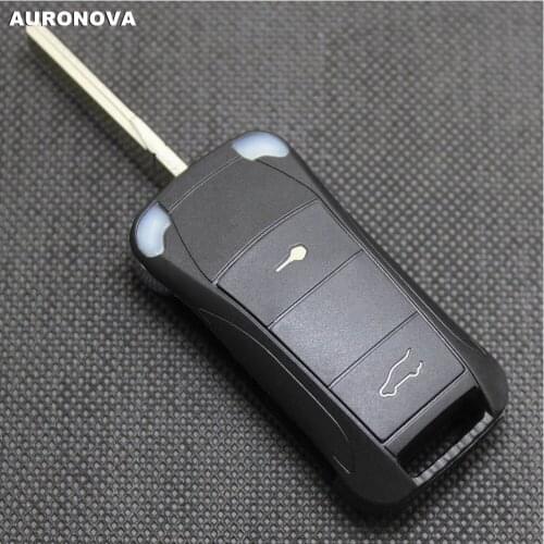 AURONOVA for Porsche Cayenne 911 Boxster Cayman Flip Folding Key Replacement 2 Buttons Car Key Shell Case