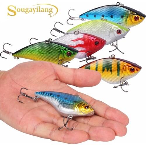 Sougayilang 5pcs/lot VIB Fishing Hard Lure with Box Eyes Minnow Artificial Baits Wobbler Fishing Hook Bait Tackle Pesca Isca