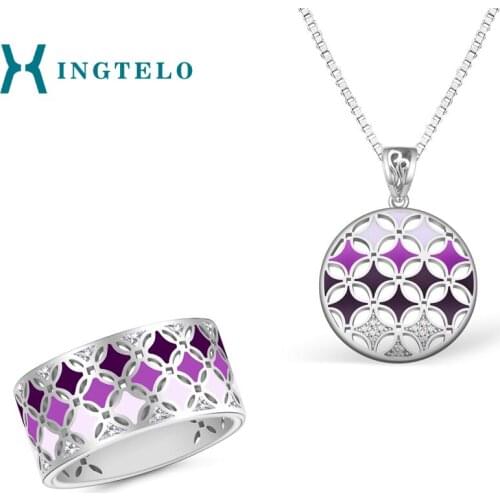 XINGTELO 925 Sterling Silver Ring Pendant and Chain Wedding Jewelry Set Real Silver Accessories New Year Gift for Woman