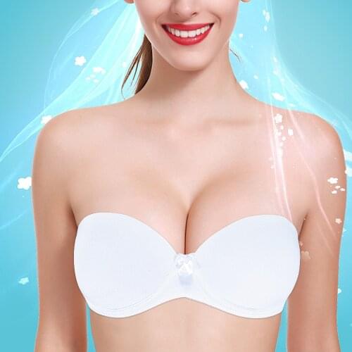YANDW New White Sexy Wedding Bra Strapless Invisible push up backless bras for women glossy adjustable plus Size halter Soutia