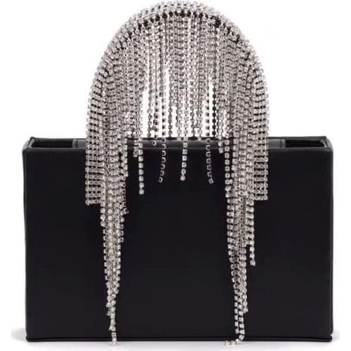 Good Quality Luxury Tassel Diamonds Transparent Fashion Women Party Handbag Shoulder Messenger Crossbody Bag Purses Tote Bag