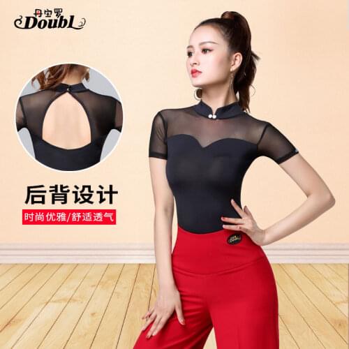 Womens tops dancing body dance costume short sleeve Latin dance ballet modern practice clothes workout sexy female professional