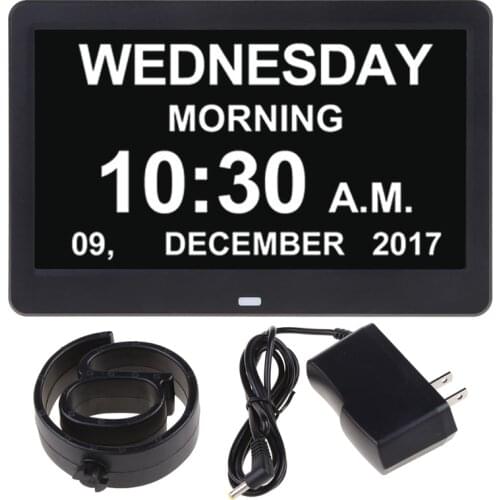 10.1 Inch 1024x600 RGB 9 Languages Digital Clock Calendar with Date Day Reminder with Remote Controller