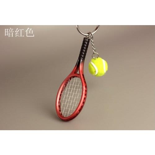 10cm Creative Tennis Keychain Ornament Funny Toy Tennis Racket Mini Sports Tennis Novelty Gift Keychain Pendant for Backpack
