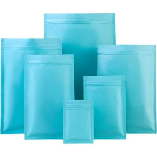 100Pcs/Lot Matte Pink Blue Mylar Foil Zip Lock Flat Bag Self Grip Zipper Seal Tear Notch Resealable Food Candy Coffee Pouches