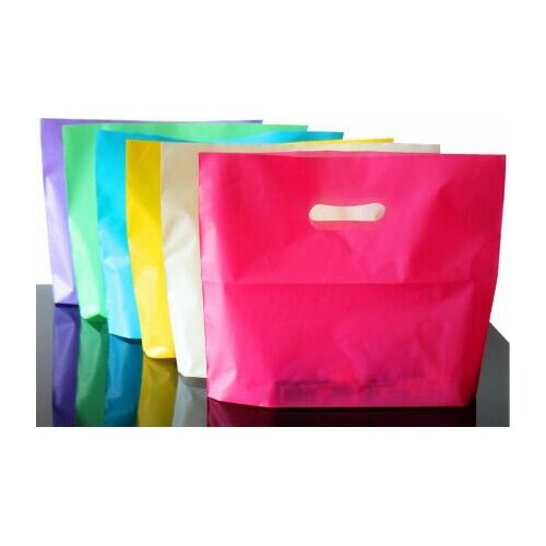 4 size six pure colorWholesale! Colorful Plastic Shopping Bags with Handle Pink Boutique Clothes Gift Packaging Bag logo print