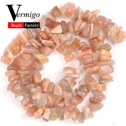 5mm-8mm Irregular Natural Stone Sunstone Chips Beads For Needlework Jewelry Making Gravel Beads Diy Bracelets Necklace 15"