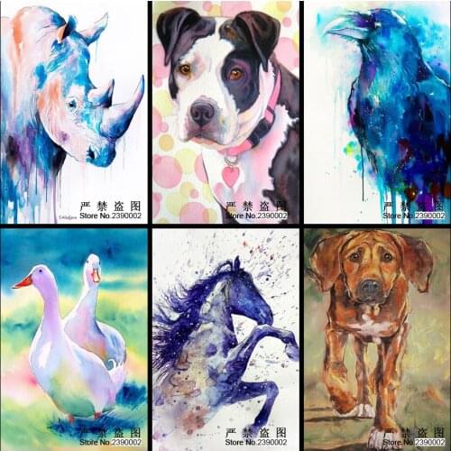 5D Diy Animal Diamond Painting Cross Stitch Horse Rhinoceros Dog Full Square Diamonds Mosaic Embroidery Pictures Of Rhinestones