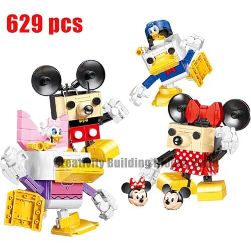 New 629 pcs small building block toy Disney Mickey Minnie duck Mecha model building block girl boy toy gift