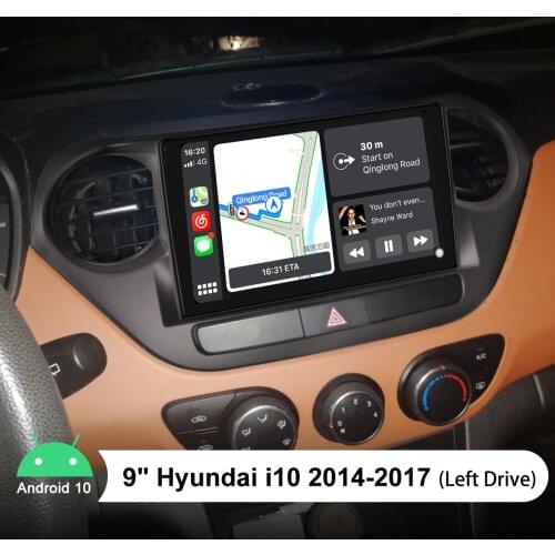 9 Inch Car Radio Android 10 Central Multimedia Player GPS Navigation Wireless Carplay Bluetooth 4G For Hyundai i10 2014-2017