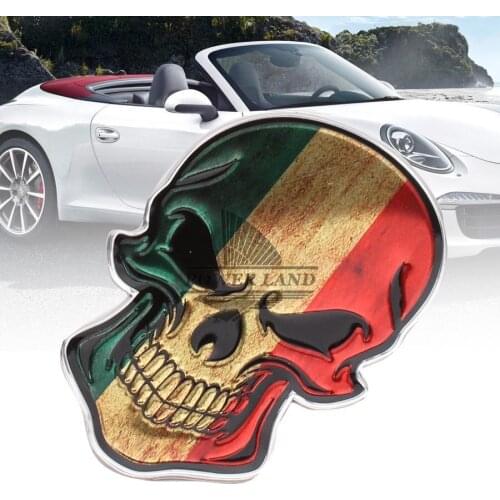 Aluminum Car Styling Refitting Car Motorcycle Italy Flag Skull Decal Sticker Badge Emblem Universal Fit for Most Car Truck
