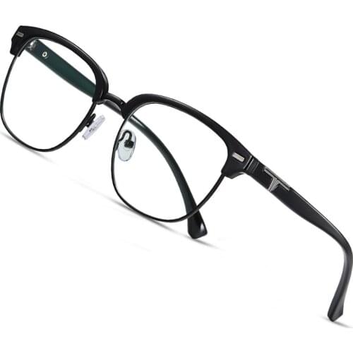 AOFLY Classic Computer Eyewear Unisex Vintage Half Metal Frame TR90 Flexible Temple Blue Light Blocking Glasses Men Women UV400