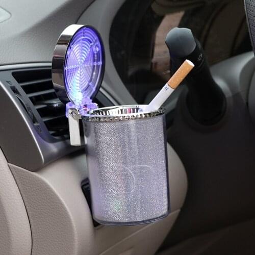 Car Ashtray with LED Light Cigarette Cigar Ash Tray Container Smoke Ash Cylinder Smoke Cup Holder Storage Cup Auto Accessories