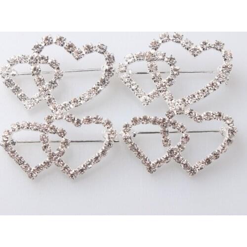32mm 1 3/10" Rhinestone Brooch Cupids Arrowt Embellishment Decoration Brooch Buckle For Wedding Invitation Badge 50pcs