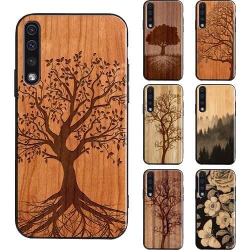 Tree Flower Bamboo Wood Phone Case For Samsung A12 A32 A52 A72 A50 A70 A51 A71 A11 A31 A02 A10 A20 A30 S A20e A21S