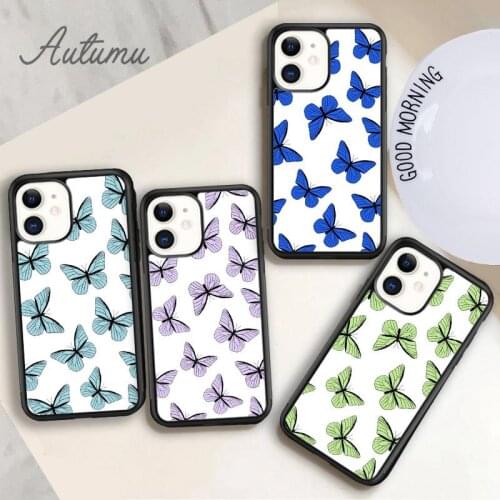 Butterfly Phone Case for iPhone 11 12 Pro Max mini X XR XS SE 2020 5 6S 7 8 Plus Samsung Galaxy S8 S9 S10 Cover shell coque