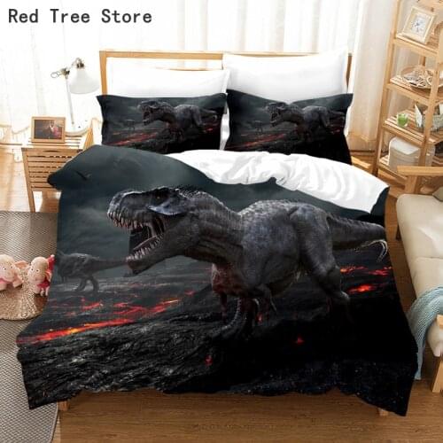 Dinosaur Paradise Bedding Set Jurassic World Tyrannosaurus 2/3Pcs Bedcloth Children Cartoon Animal Comforter Cover Single Quilt