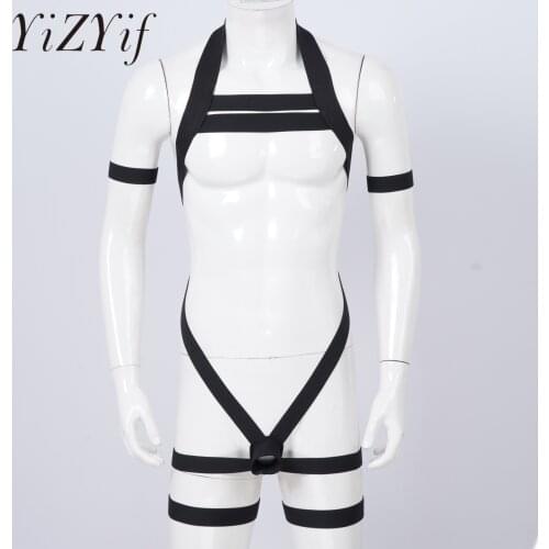 Men Sexy Body Chest Harness Belt Hot Sexy Lingerie Strap Halter Bodysuit Underwear Elastic Nightclub Stage Performance Jockstrap