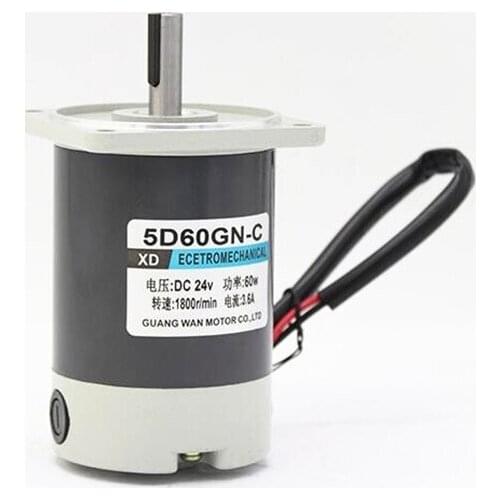 12V/24V DC permanent magnet motor micro speed adjustable speed motor, adjustable direction, 5D60GN-C 60W slow speed motor