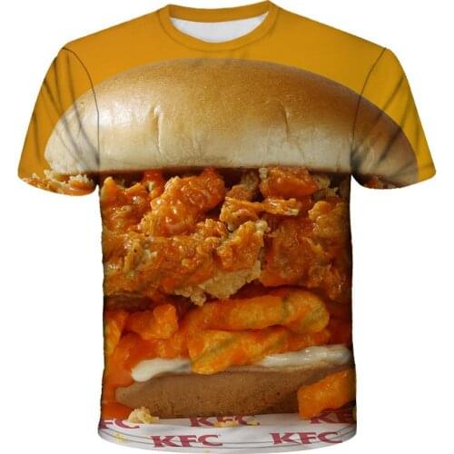 T-shirt Men 2021 New Hip Hop Fashion 3d Burger fries fast food loose Unisex Summer Tops Tees Loose t shirt men Plus Size 5XL