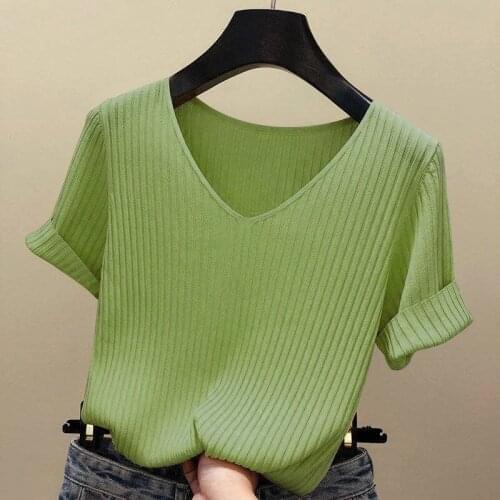 Summer Short-Sleeved T-shirt Womens Loose plus Size Knitwear Top Woman Tshirts Tops Mujer Camisetas