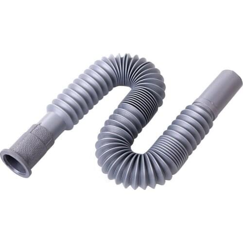 Flexible Length Elbow Discharge Drain Hose Kitchen Basin Plastic Gray Tool