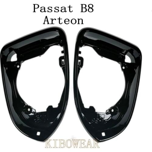 Glossy Shinny Black Side Mirror Housing Frame Trim for VW Passat B8 Arteon B7 CC holder Jetta glass surround replace 2016 2020