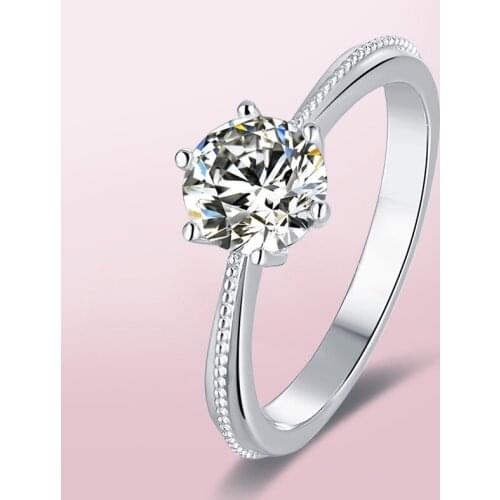 925 Silver Moissanite Ring Romantic 6 claws round excellent cut moissanite Jewellery Engagement ring Anniversary Gift