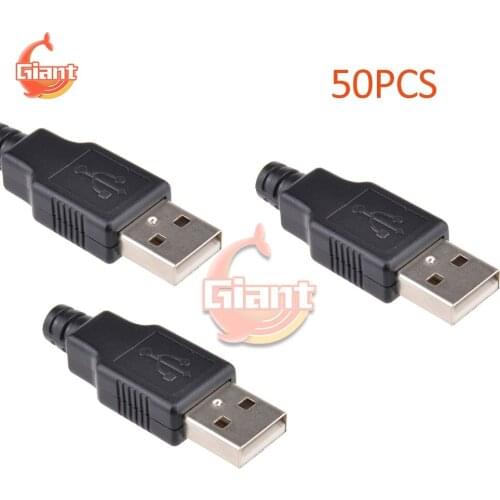 50pcs Type A Male USB 4 Pin Plug Socket Connector Welding Type Male Plug Connectors USB-A Tail Socket 3 in 1 DIY Adapter