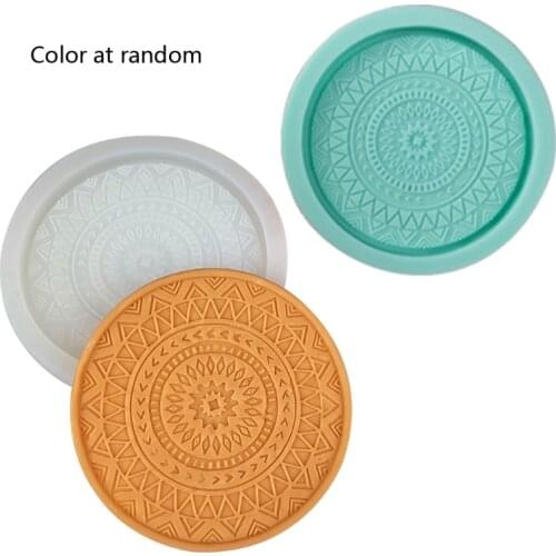 DIY Round Coaster Silicone Molds for Resin Tea Mat Coaster Molds for Resin Casting Mold Diameter 11cm/10cm Colors Random