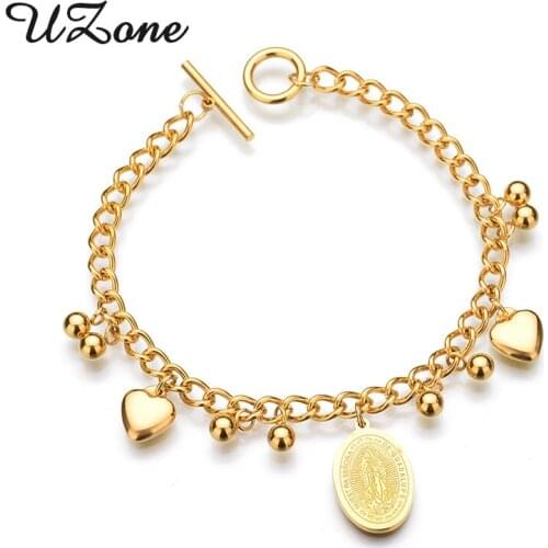 UZone Hot Sale Circles Chain Ladies Bracelet Religious Blessing Virgin Mary Bracelets Stainless Steel Fashion Bracelet