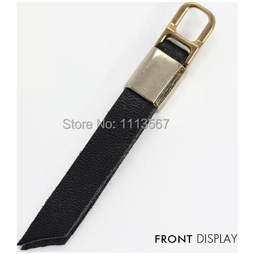 Metal Black Gold Tone PU Leather Zipper Puller 69mm in Length Zipper Sliders Fastener Sewing Supplies 30piece/LT21