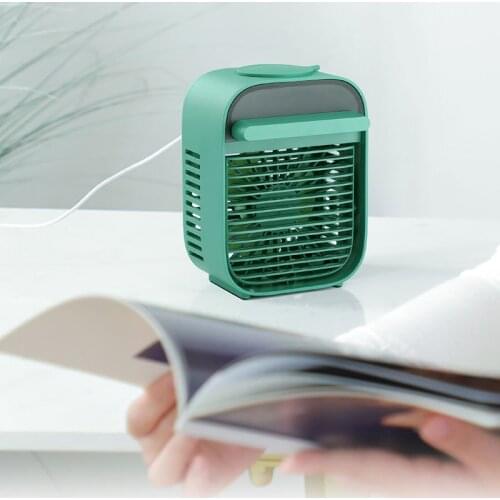 Air Cooler Fan Mini Desktop Air Conditioner with Night Light Mini USB Water Cooling Fan Humidifier Purifier Multifunction Summer