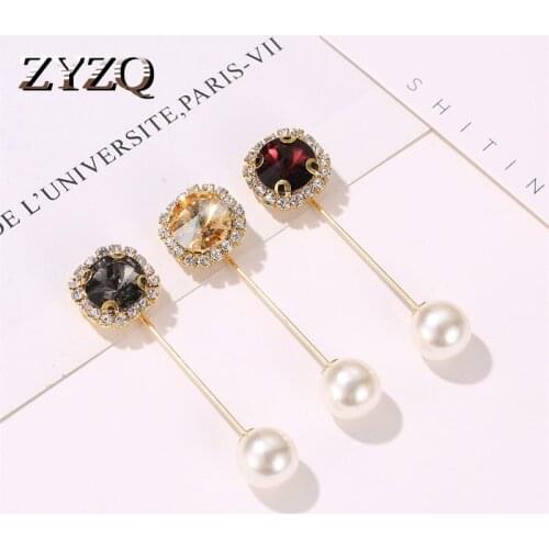 ZYZQ Fashion Brooch For Women New Trendy Simulated Pearl Clothes Brooch With Shiny Stone Setting Wholesale Lots&Bulk Jewelry