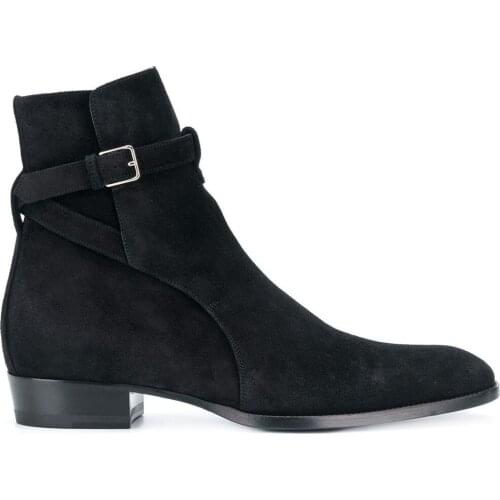 Mens Shoes Signature Wyatt 30 Jodhpur Boots Genuine Black Suede Side Buckle Fastening